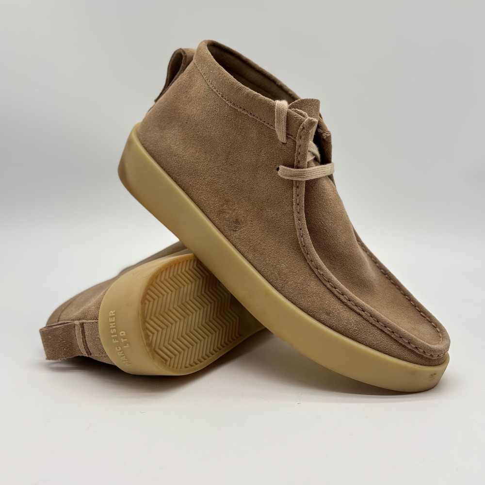 Marc Fisher LTD LMCOOPER Tan Suede Chukka Boots Mens13 MocToe Gum Sole Platform